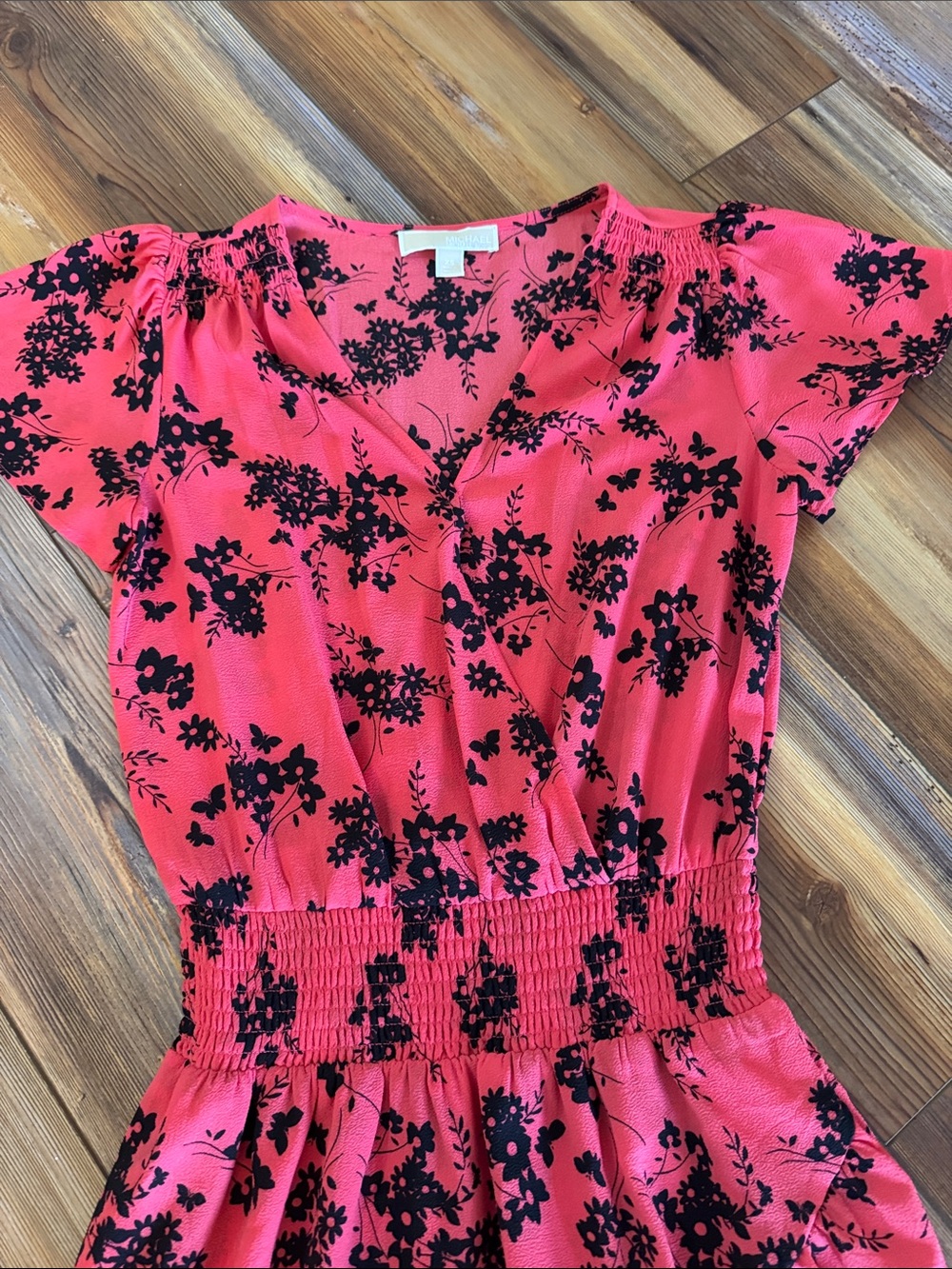 Michael Kors Floral Ruffle Dress with Smocked Waistband Size xs - Picture 2 of 10
